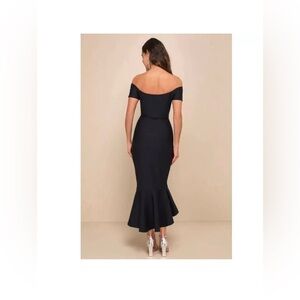 Lulu's Off-the-Shoulder‎ sweetheart neckline stretch Midi Dress Sz M